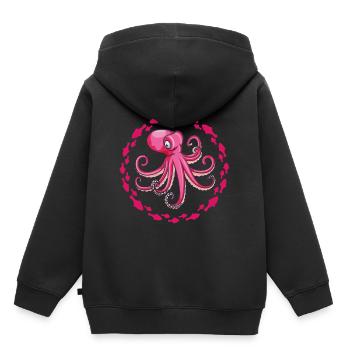 Großer lila Oktopus - Kinder Premium Organic Hoodie - Schwarz - Hinten - AI Model Kid Male (0cm)