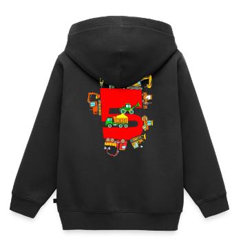 Excavatrice 5e anniversaire Véhicules de construction 5 ans Garçons - Sweat Premium à capuche enfant bio - noir - Dos - AI Model Kid Male (0cm)