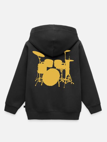 Pop Art Drummer. Drumming Kit. Rock 'N' Roll Gifts - Kids Premium Organic Hoodie - black