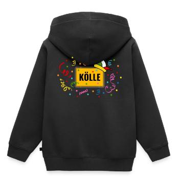 Kölle Karneval Ortsschild Fasching Narrenkappe - Kinder Premium Organic Hoodie - Schwarz - Hinten - AI Model Kid Male (0cm)
