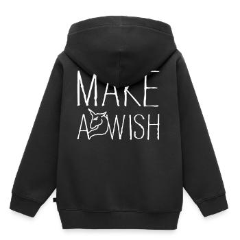 Machen Sie einen Wunsch T-Shirts - Kinder Premium Organic Hoodie - Schwarz - Hinten - AI Model Kid Male (0cm)
