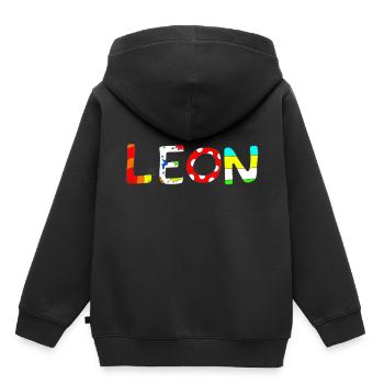 Name Leon with colorful letters - Kids Premium Organic Hoodie - black - Back - AI Model Kid Male (0cm)