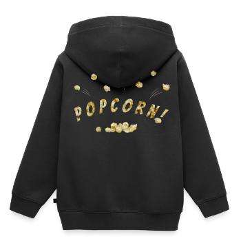 Pop-corn volant - Sweat Premium à capuche enfant bio - noir - Dos - AI Model Kid Male (0cm)