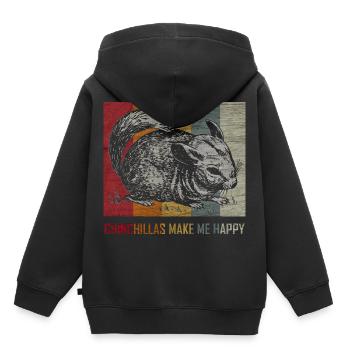 Chinchilla Maus Nagetier Haustier Retro Geschenk - Kinder Premium Organic Hoodie - Schwarz - Hinten - AI Model Kid Male (0cm)