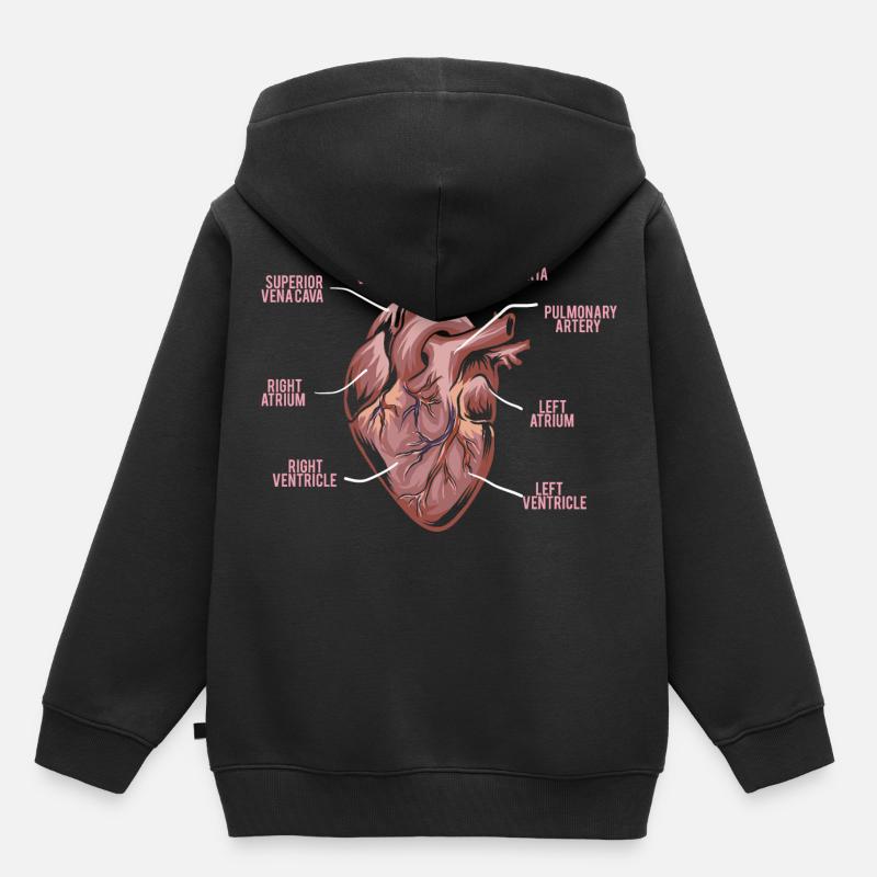 Anatomia del cuore - Anatomia di un cuore - Felpa Premium con cappuccio bambino bio - nero