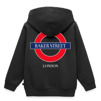 Souvenir de Londres - Sweat Premium à capuche enfant bio - noir - Dos - AI Model Kid Male (0cm)