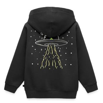 Vaisseau spatial extraterrestre - Sweat Premium à capuche enfant bio - noir - Dos - AI Model Kid Male (0cm)