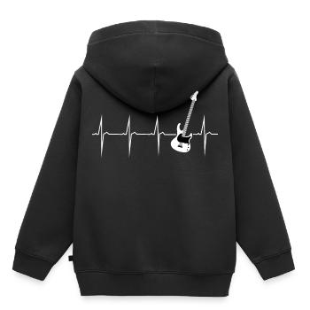 battement e guitare - Sweat Premium à capuche enfant bio - noir - Dos - AI Model Kid Male (0cm)