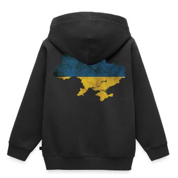 Ukraine - Frontière nationale dans le drapeau national - Sweat Premium à capuche enfant bio - noir - Dos - AI Model Kid Male (0cm)