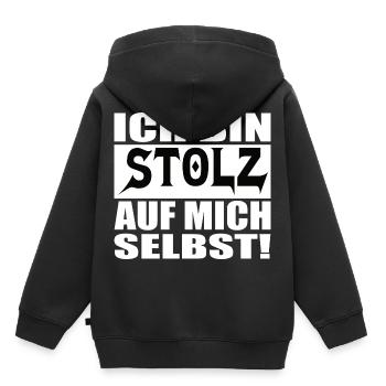 ich bin stolz auf mich selbst - Kinder Premium Organic Hoodie - Schwarz - Hinten - AI Model Kid Male (0cm)