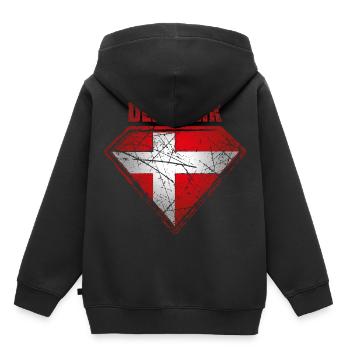 Dänemark Superheld Flagge Vintage Retro Symbol - Kinder Premium Organic Hoodie - Schwarz - Hinten - AI Model Kid Male (0cm)