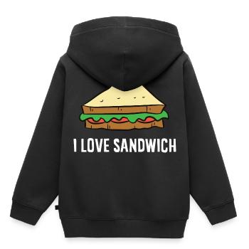 Sandwich - I love sandwiches - Sweat Premium à capuche enfant bio - noir - Dos - AI Model Kid Male (0cm)