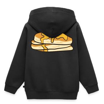 Crêpes - sirop d’érable et beurre - Sweat Premium à capuche enfant bio - noir - Dos - AI Model Kid Male (0cm)