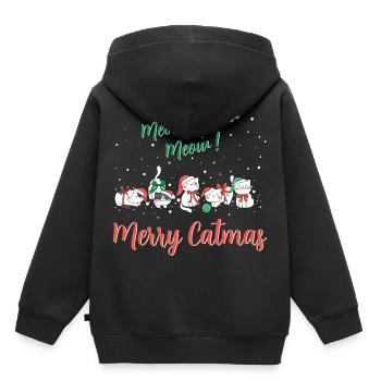 Miaou Miaou Miaou Miaou - Merry Catmas - Sweat Premium à capuche enfant bio - noir - Dos - AI Model Kid Male (0cm)