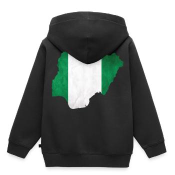 Nigeria - Frontière nationale dans le drapeau national - Sweat Premium à capuche enfant bio - noir - Dos - AI Model Kid Male (0cm)