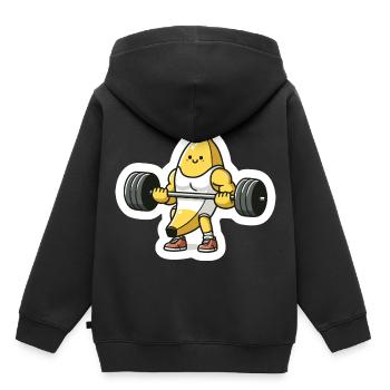 Kraftsport-König Banane - Kinder Premium Organic Hoodie - Schwarz - Hinten - AI Model Kid Male (0cm)