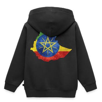 Ethiopie - Frontière nationale en drapeau national - Sweat Premium à capuche enfant bio - noir - Dos - AI Model Kid Male (0cm)