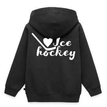 I love Ice hockey - Kinder Premium Organic Hoodie - Schwarz - Hinten - AI Model Kid Male (0cm)
