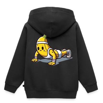 Banana Power : Pompes - Sweat Premium à capuche enfant bio - noir - Dos - AI Model Kid Male (0cm)