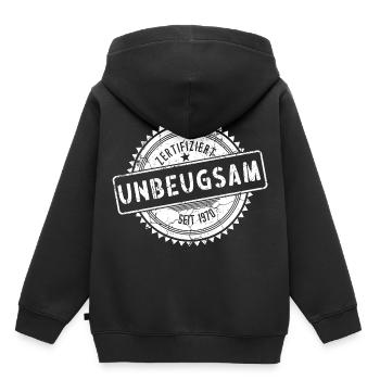 Zertifiziert Unbeugsam Seit 1970 Slogan Stolz - Kinder Premium Organic Hoodie - Schwarz - Hinten - AI Model Kid Male (0cm)