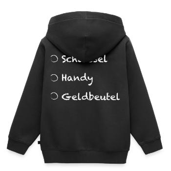 Checkliste Arbeit vergessen Schlüssel Handy - Kinder Premium Organic Hoodie - Schwarz - Hinten - AI Model Kid Male (0cm)