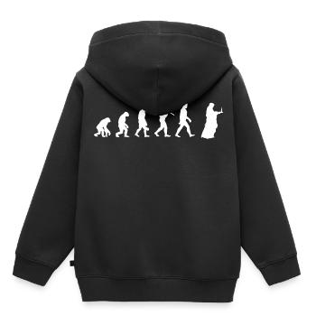 Bougie - Evolution de l’Homme / Darwin - Sweat Premium à capuche enfant bio - noir - Dos - AI Model Kid Male (0cm)