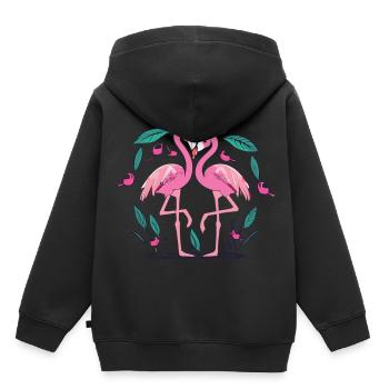 Vertrauen und Zuneigung - Flamingos der Liebe - Kinder Premium Organic Hoodie - Schwarz - Hinten - AI Model Kid Male (0cm)