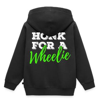 Klaxonner pour un vélo de moto Wheelie disant - Sweat Premium à capuche enfant bio - noir - Dos - AI Model Kid Male (0cm)