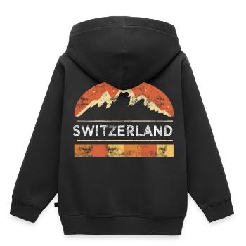 Schweiz Berge Urlaub Heimatland - Kinder Premium Organic Hoodie - Schwarz - Hinten - AI Model Kid Male (0cm)