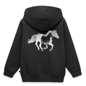 Cheval au galop - Sweat Premium à capuche enfant bio - noir - Dos - AI Model Kid Male (0cm)