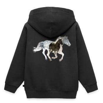 Cheval au galop - Sweat Premium à capuche enfant bio - noir - Dos - AI Model Kid Male (0cm)