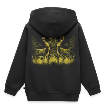 Cerf Cerf Gibier Cerf Rouge Roebuck - Sweat Premium à capuche enfant bio - noir - Dos - AI Model Kid Male (0cm)