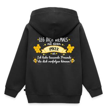 Apiculteur disant amis drôles abeilles cadeau nid d'abeille - Sweat Premium à capuche enfant bio - noir - Dos - AI Model Kid Male (0cm)