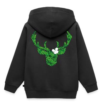 Cerf avec fleur en blanc pour le costume moderne - Sweat Premium à capuche enfant bio - noir - Dos - AI Model Kid Male (0cm)