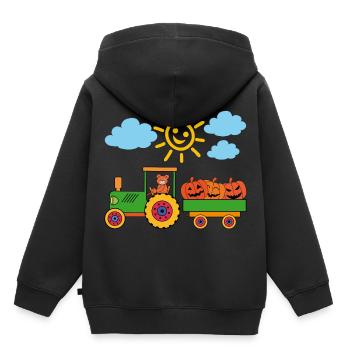 Teddy drivestractor with funny Halloween pumpkins - Kids Premium Organic Hoodie - black - Back - AI Model Kid Male (0cm)