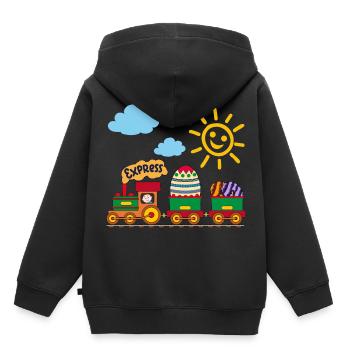 Baby controls railway with Easter egg and sweets - Kids Premium Organic Hoodie - black - Back - AI Model Kid Male (0cm)
