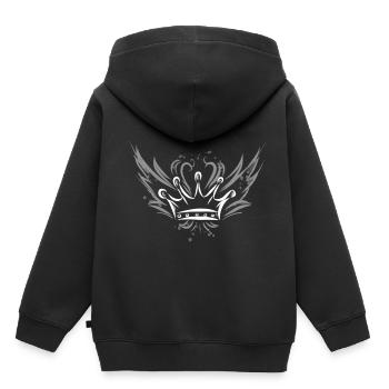 Couronne avec ailes - Sweat Premium à capuche enfant bio - noir - Dos - AI Model Kid Male (0cm)