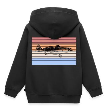 Fisch Fische Natur Angel Fischer - Kinder Premium Organic Hoodie - Schwarz - Hinten - AI Model Kid Male (0cm)