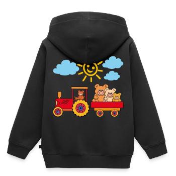 Teddy bears drive tractor with trailer - Kids Premium Organic Hoodie - black - Back - AI Model Kid Male (0cm)