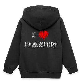 Cadeau d'amour de la ville de Francfort - Sweat Premium à capuche enfant bio - noir - Dos - AI Model Kid Male (0cm)