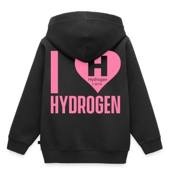 J’adore les dictons hydrogène carburant hydrogène - Sweat Premium à capuche enfant bio - noir - Dos - AI Model Kid Male (0cm)