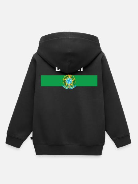 Brasil - Fahne und Wappen - Kinder Premium Organic Hoodie - Schwarz