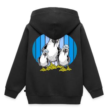 Oiseaux De Mer, Marins, Mouettes, Mouette, Maritime - Sweat Premium à capuche enfant bio - noir - Dos - AI Model Kid Male (0cm)