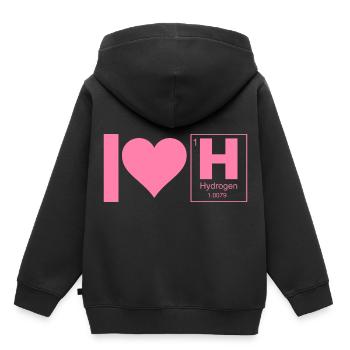 J’adore les dictons hydrogène carburant hydrogène - Sweat Premium à capuche enfant bio - noir - Dos - AI Model Kid Male (0cm)
