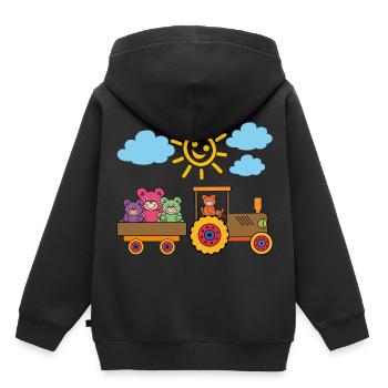Teddy bears drive tractor with trailer - Kids Premium Organic Hoodie - black - Back - AI Model Kid Male (0cm)