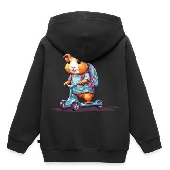Aventure du cochon d’Inde le premier jour d’école - Sweat Premium à capuche enfant bio - noir - Dos - AI Model Kid Male (0cm)