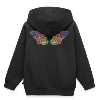 Regenbogen Flügel Flugmodus - Kinder Premium Organic Hoodie - Schwarz - Hinten - AI Model Kid Male (0cm)