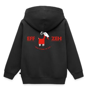 Geißbock Hennes vom Eff Zeh Mer Stonn Zo Dir - Kinder Premium Organic Hoodie - Schwarz - Hinten - AI Model Kid Male (0cm)