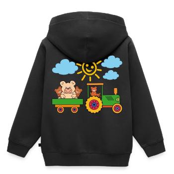 Teddy bears drive tractor with trailer - Kids Premium Organic Hoodie - black - Back - AI Model Kid Male (0cm)