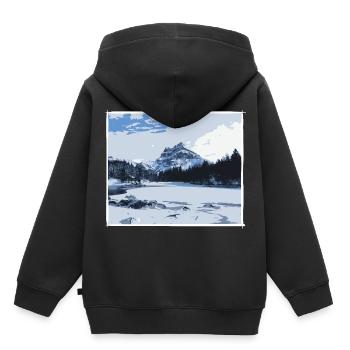 Sports de montagne Randonnée Alpinisme Alpes Montagnes Sports d’hiver - Sweat Premium à capuche enfant bio - noir - Dos - AI Model Kid Male (0cm)